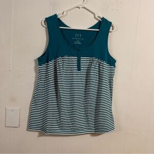 Relativity Teal‎ and White Striped Tank Top